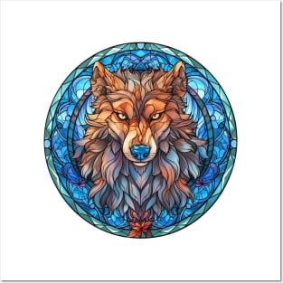 Stained Glass Wolf #2 Posters and Art